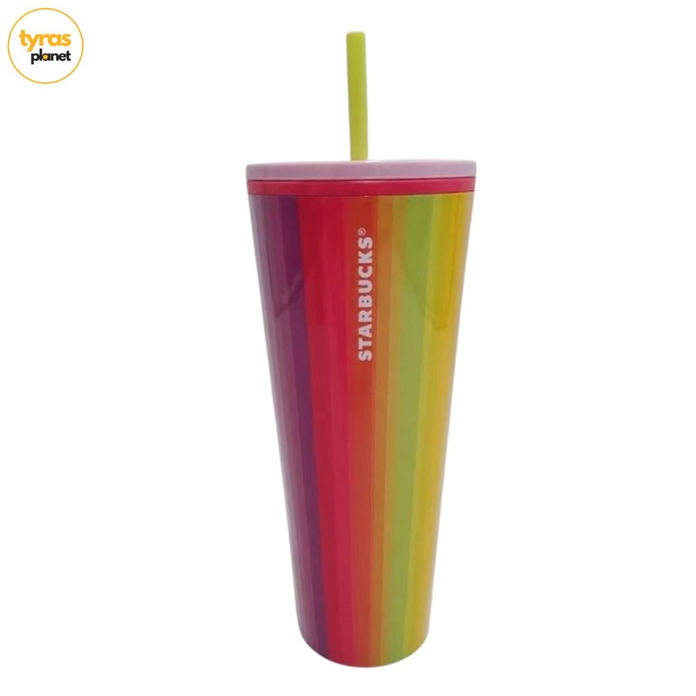 Starbucks 2025 Venti Multicolor Rainbow Striped Cold‎ Cup 24 oz - NEW